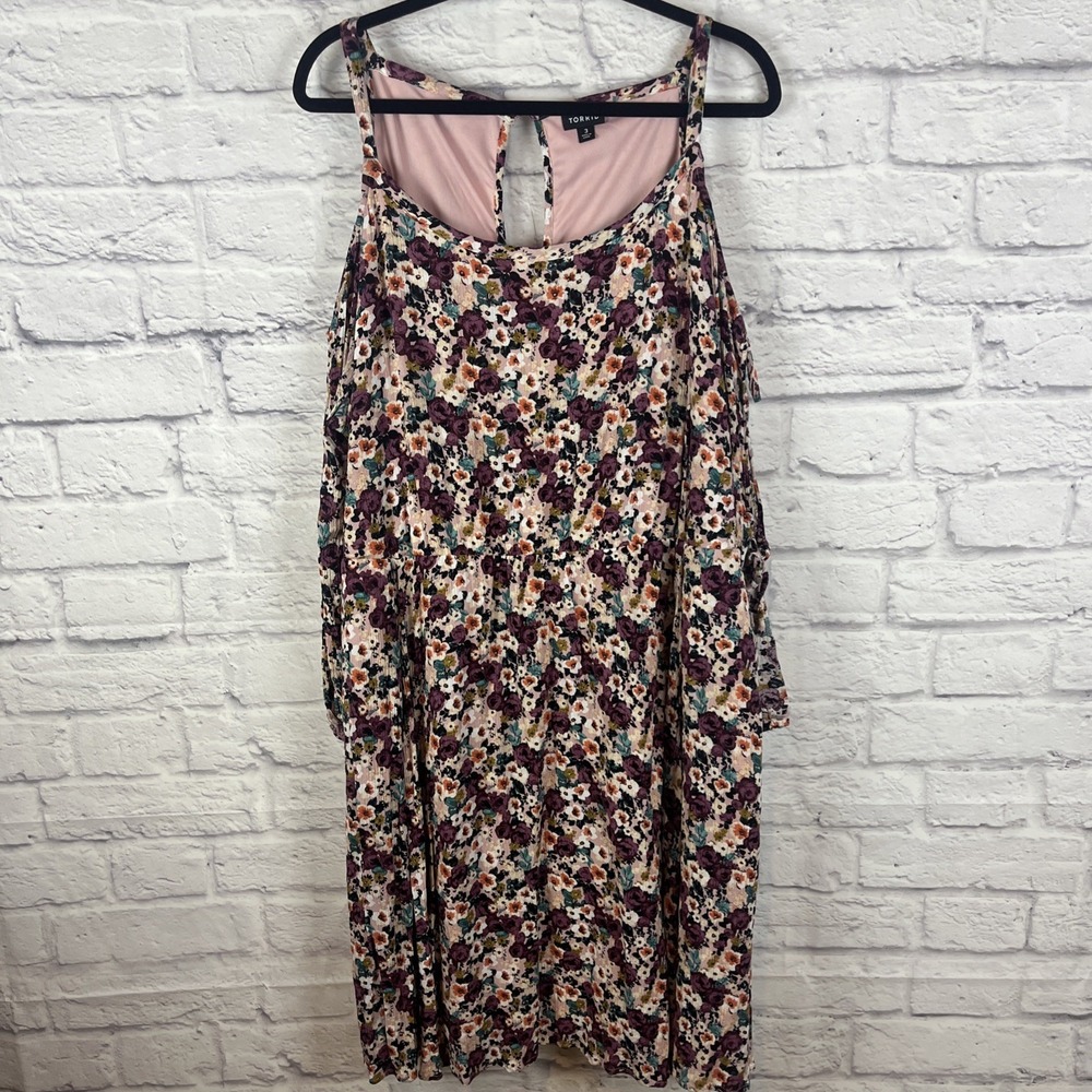 Torrid Whimsigoth Romantic Floral Coquette Cold Shoulder Sun Dress Size 3 - Picture 1 of 11